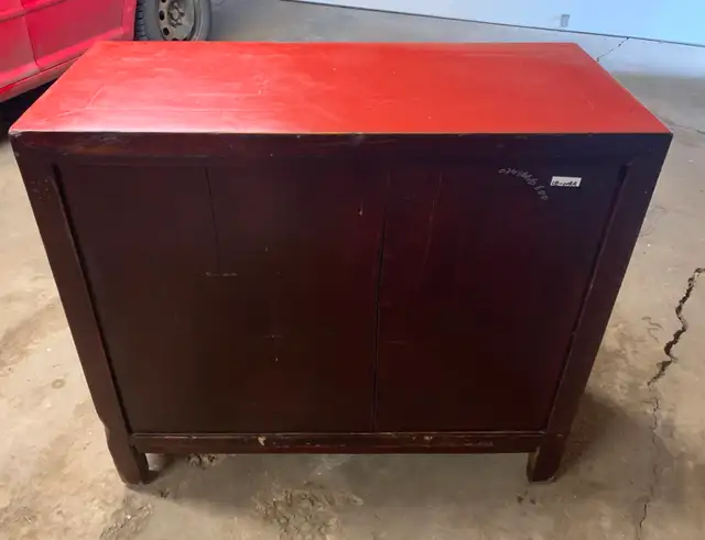 Solid Wood Asian Provincial Red Lacquer Cabinet in Hutches & Display Cabinets in Edmonton - Image 5