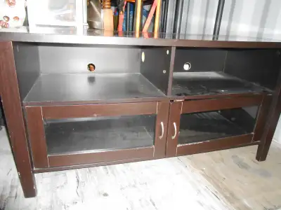 48" Pressed wood entertainment unit with 2 glass doors, View more