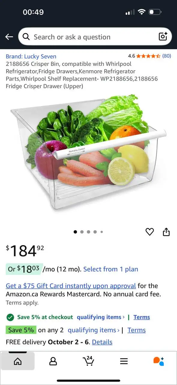 Whirlpool / Kenmore Fridge Crisper Drawer Bin – Brand New in Refrigerators in Kitchener / Waterloo - Image 3