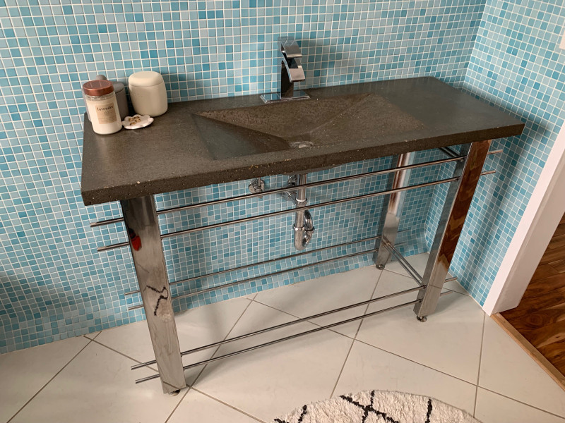 Industrial metal sink with concrete basin (bathroom or outdoor