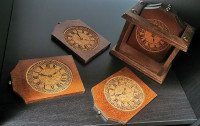 Decorative Wood And Cork Coasters In Old Clock Look Desk Decor