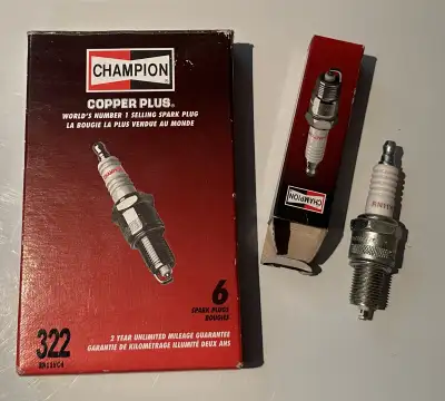 Brand new box of Champion Copper Plus spark plugs. These are #322 RN11YC4. Each spark plug comes in...