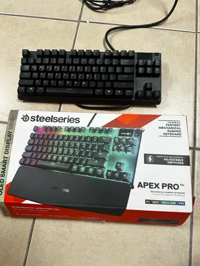Selling my Steelseries Apex Pro TKL mechanical keyboard, known for its adjustable actuation switches...