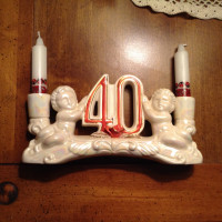 " 40 " Birthday or Anniversary  Ceramic Candle Holder.