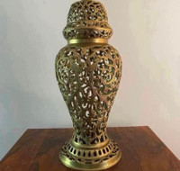 Vintage Brass Open Fretwork Table Lamp