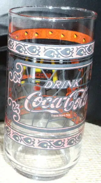 Promotional Glass "DRINK COCA-COLA" Vintage McDonald's Collectible "Stained-Glass" Look Drinking Gla...