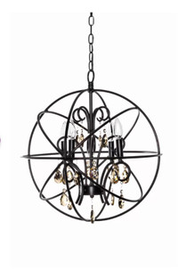 Alden 4 - Light Candle Style Globe Chandelier with Crystal Accen