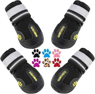 4-pck Waterproof Dog Boots w Reflective Strips sz 6 , View more