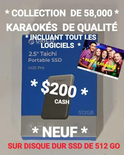 DISQUE DUR EXTERNE SSD NEUF AVEC 58,000 KARAOKÉS ET +, View more