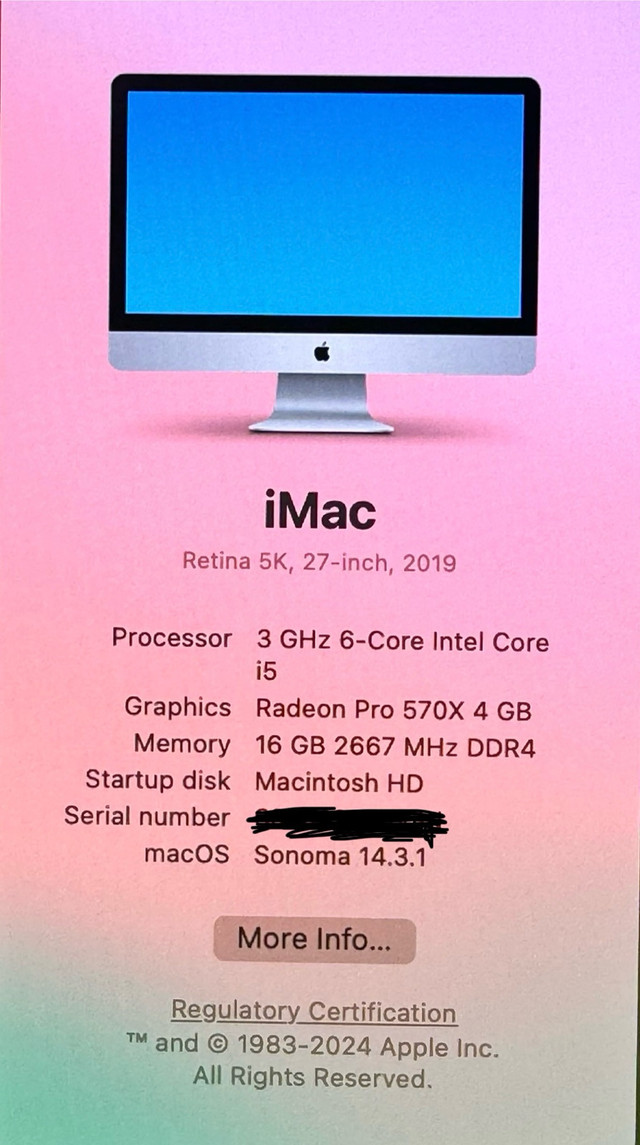 iMac 2019 in Desktop Computers in Leamington - Image 2