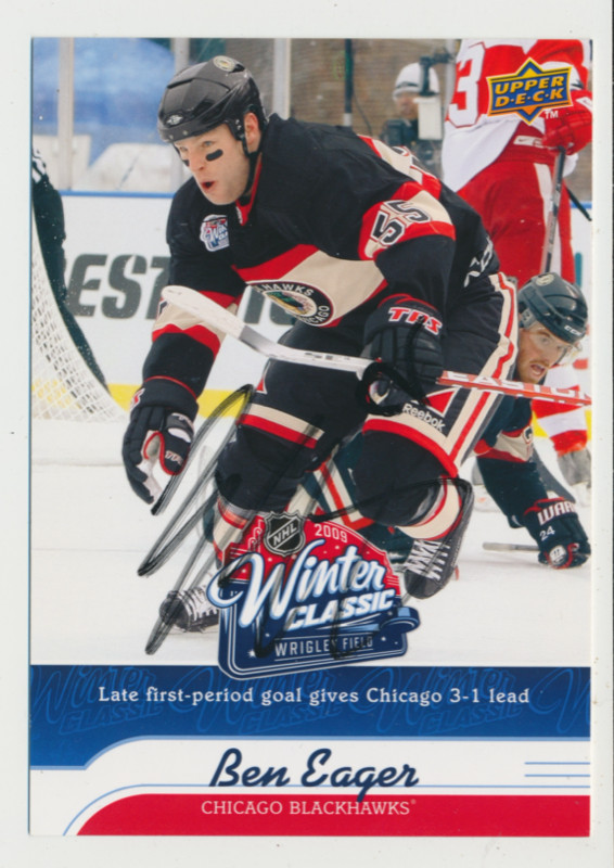 BEN EAGER CHICAGO BLACKHAWKS EX-RARE SIGNED WINTER CLASSIC CARD in Arts & Collectibles in Oakville / Halton Region