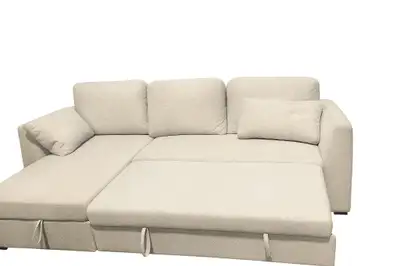 Off-White Sofa Bed with Storage & Reversible Chaise – For Sale! Looking for comfort, style, and func...