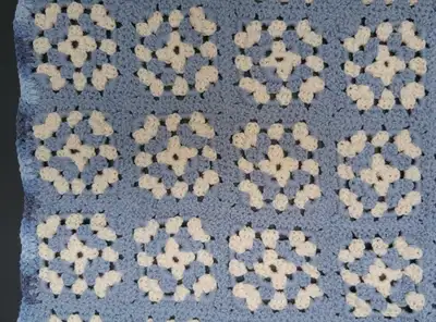 New pastel blue & white 40 x 60-in hand-crocheted afghan blanket, View more