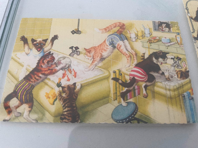 VINTAGE, Alfred Mainzer, Postcard SET OF 4, Humanized Cats Kitte dans Art et objets de collection  à Ville de Montréal - Image 2