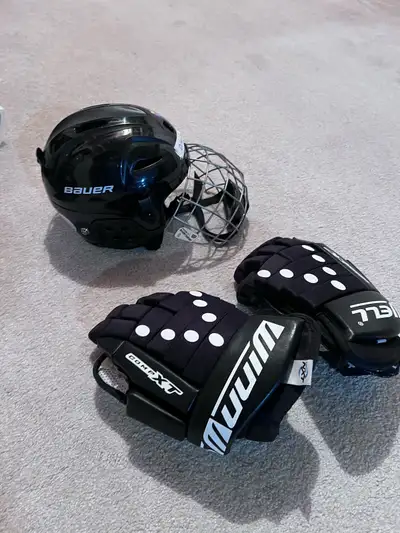 Bauer kids helmet and gloves , View more