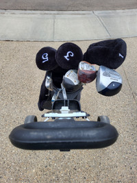 Golf club set and pully bag.