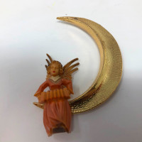 Vintage Germany Christmas Angel Crescent Moon Ornament