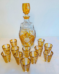Vintage crystal decanter and glasses