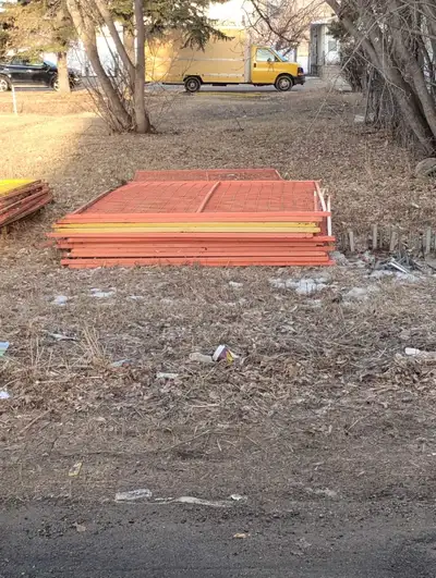 I'm selling a set of used temporary construction fencing panels, each measuring 6ft x 9ft, along wit...