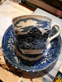Blue and White Tea Cups and Saucers