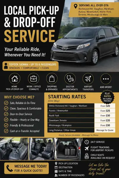 Toyota Sienna Private Transportation Service, View more