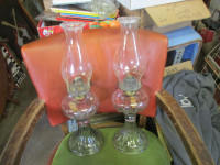 CIRCA 1920s COAL OIL GLASS LANTERN LAMPS $40. EA. COTTAGE DECOR