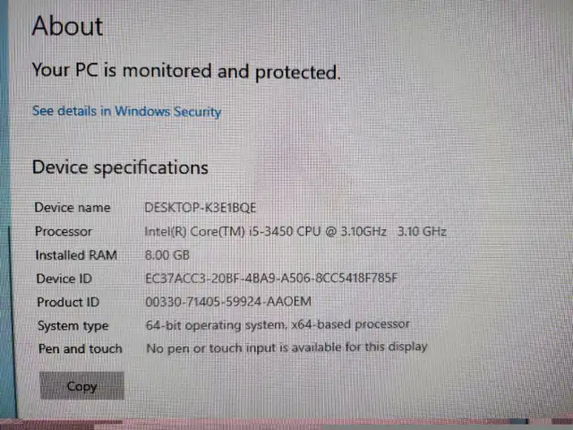 Dell Optiplex i5 3rd gen Win10 Pro 8GB 500GB SSD64667462617859121
