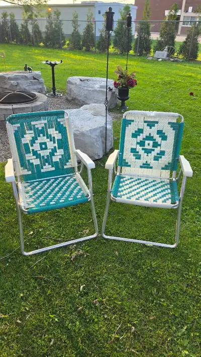 2 Vintage Aluminum Folding Lawn Chairs , View more
