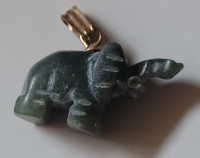 Vintage Carved Small Green Jade Elephant Pendant