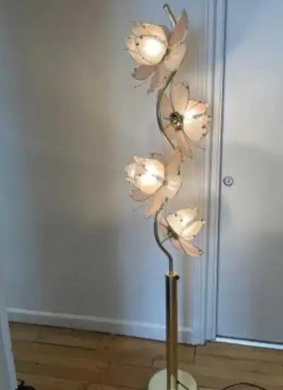 italian lotus flower lamps  set  . floor model  and table , View more