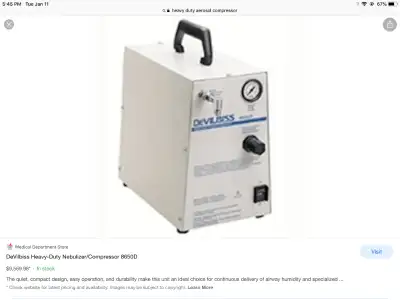 DeVilbiss Heavy-Duty Nebulizer/Compressor 8650D, View more