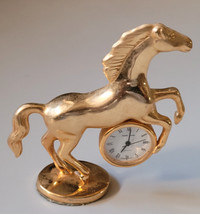 Vintage Rare Brass "Park Lane" Galloping Horse Mini Desk Clock