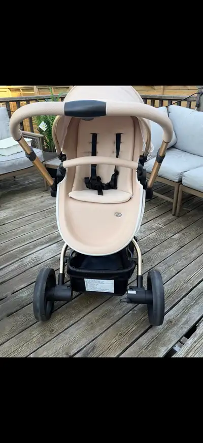Beautiful AULON luxury stroller in champagne gold and beige., View more