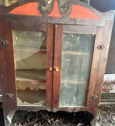 Antique Victorian Glass Cabinet / Display Cupboard – Original Ha, View more