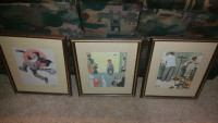 3 Norman Rockwell wood framed paintings. 