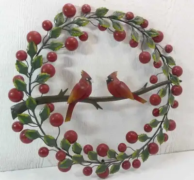 Cardinals & Berries Metal Wreath , View more