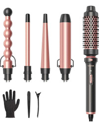 Wavytalk 5 in 1 Curling Iron, Curling Wand Set with Brush and 4 