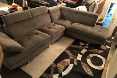 Sectional sofa. Couple odd spot in the seats, a burn. Gray. Or best offer. Clean home. Message me th...