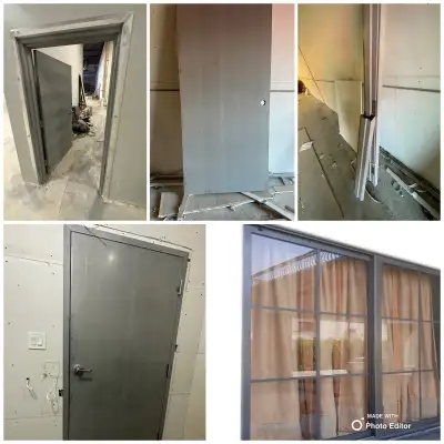 Hollow metal doors and aluminium windows with powder coating., View more