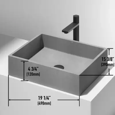 Vigo Coca Gothic 19" L x 15" W x 5" H Rectangular Concrete Vesse, View more