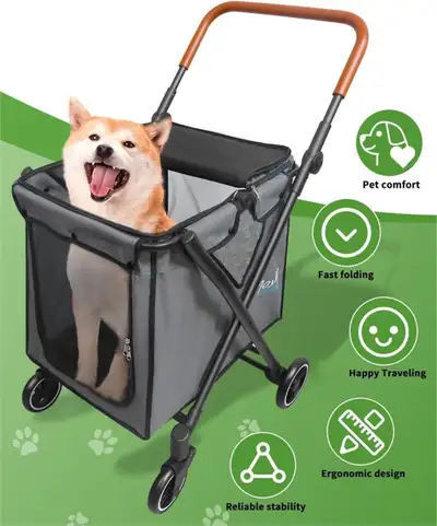 Pet Stroller for Small & Medium Pets – Lightweight & Convenient, View more