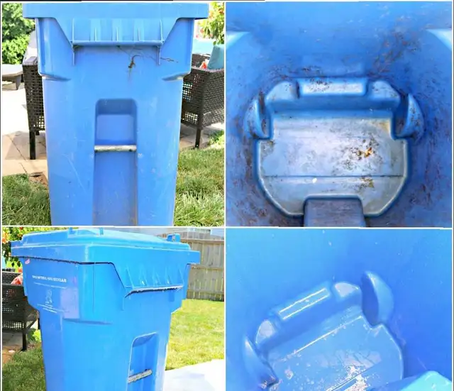 cleaning youe gray garage bin or your blue recycling bin