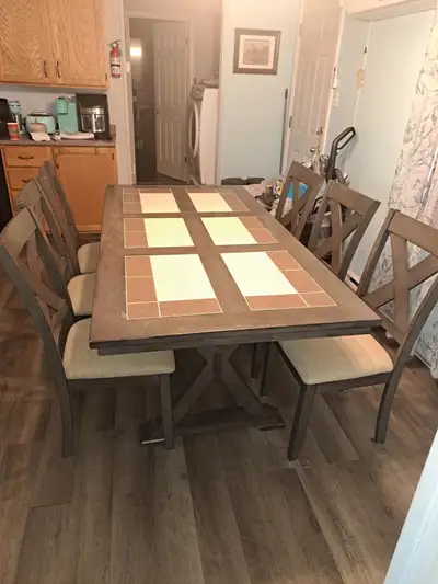 Used but a lot of life left. Dining table and 6 chairs. Pickup in Middle Sackville. Would like gone...