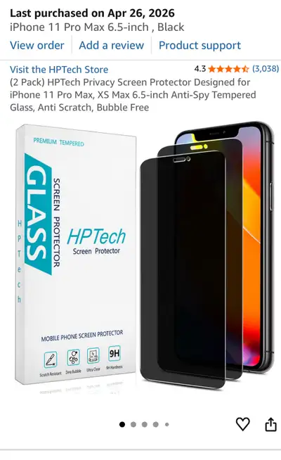 Privacy Screen Protector for iPhone 11, pro max, xS max, View more