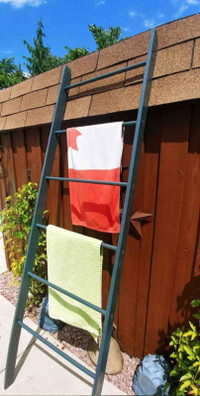 Handmade rustic pool towel ladders