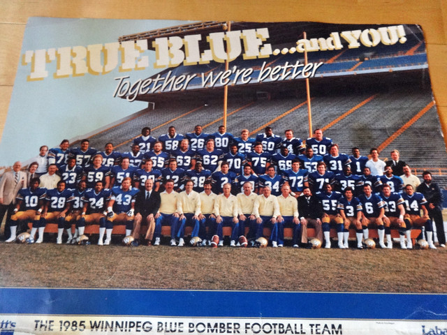 1985  CFL Winnipeg Blue Bombers Football Team Schedule Calendar in Arts & Collectibles in Winnipeg - Image 2