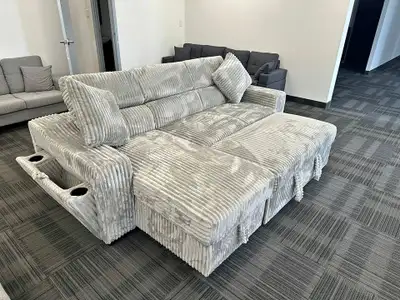corduroy couch Sofabed Grey color cordoury fabric, View more