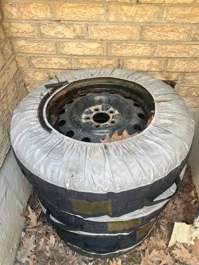 If up it’s available. Four winter tires with 90% tread left. Steel wheels are rusted but still funct...