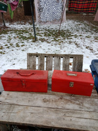 Pair Of Metal Toolboxes, Carrying Handles, Can Be Painted 