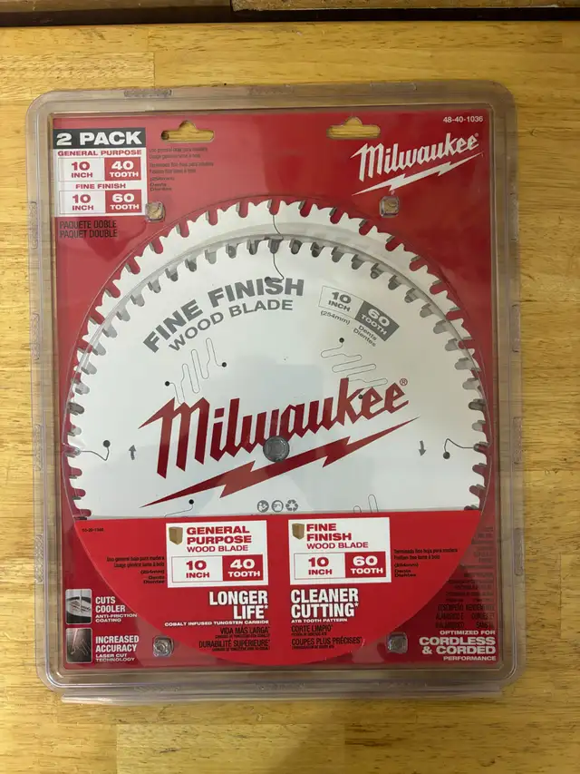 Milwaukee 10-inch x 40-Tooth and 60-Tooth Mitre/ Table Saw Blade in Power Tools in Barrie - Image 4